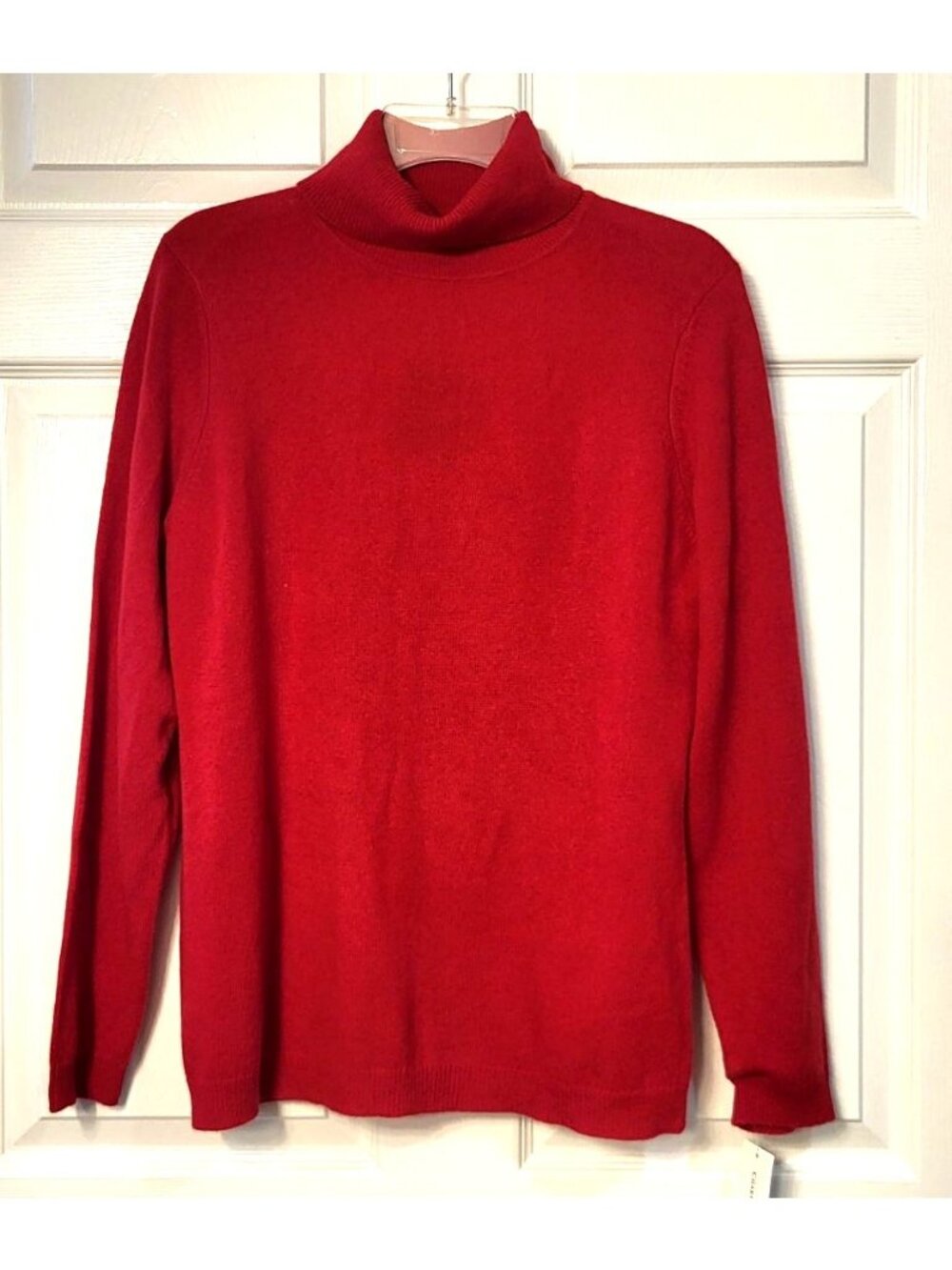 Womens NWT Charter Club Luxury Red 100 % Cashmere Turtleneck Sweater L